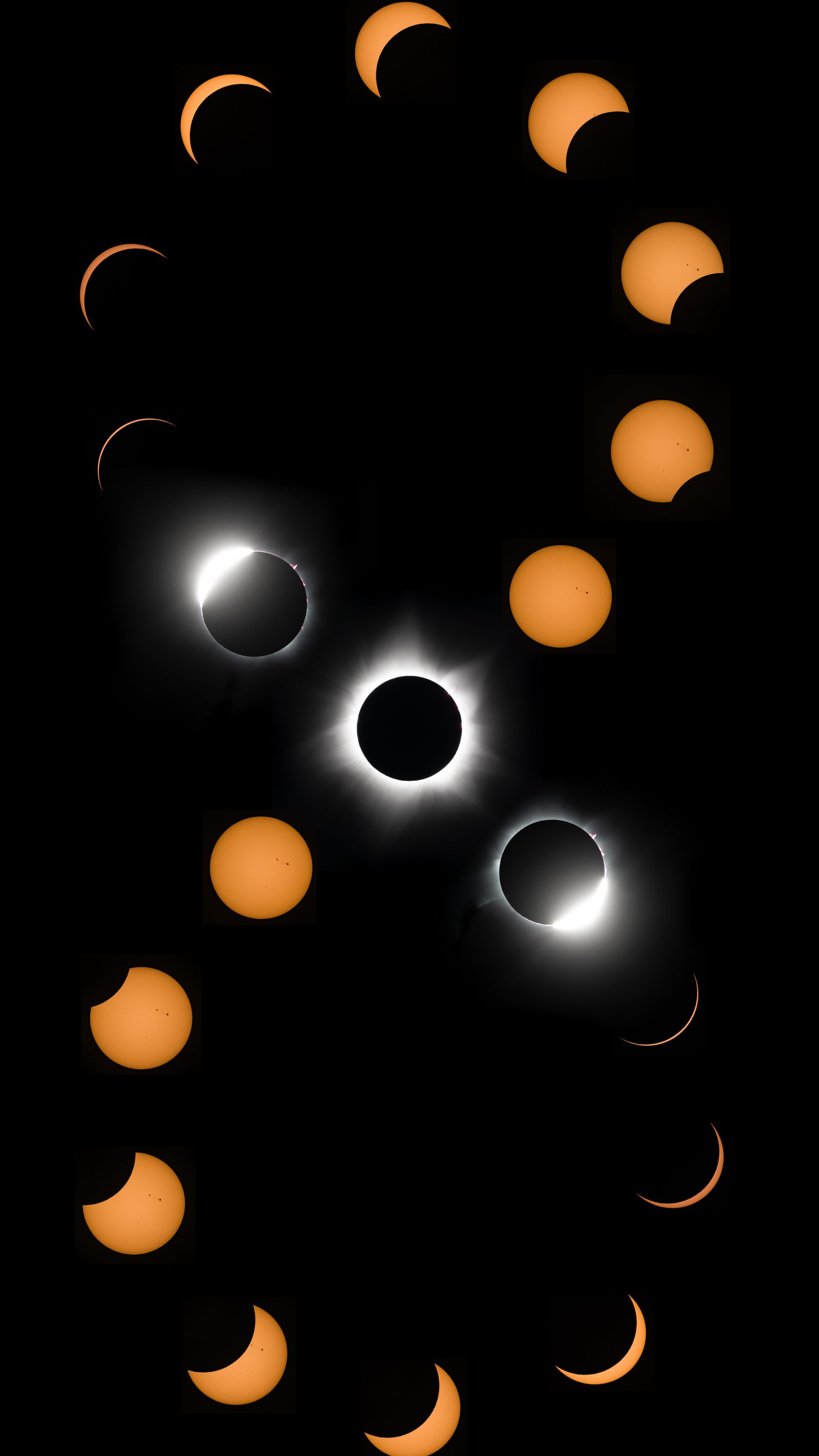 A multiple-exposure composite of the 2023 Ningaloo total solar eclipse.